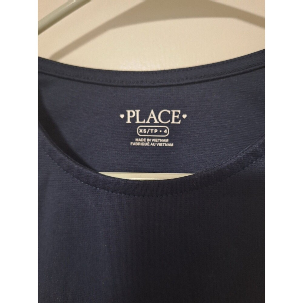 Childrens Place Girls Sleeveless Empire Waist Dress Navy Blue Knit Size XS 4 - Picture 2 of 4